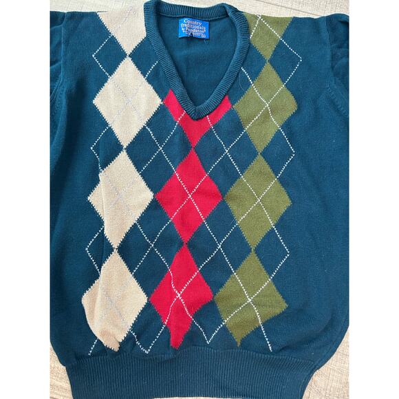 Vintage Pendleton Country Traditionals Argyle Cotton Sweater Men’s L Made in USA - Picture 4 of 8